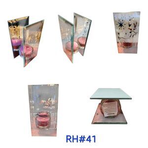 Mirrored Votive Candle Holder W/Star & Antlers Engraved RH#41